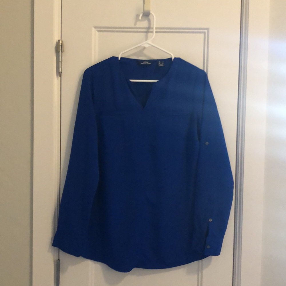 Lands' End Sapphire Blouse Split-neck Soft Easy Care
